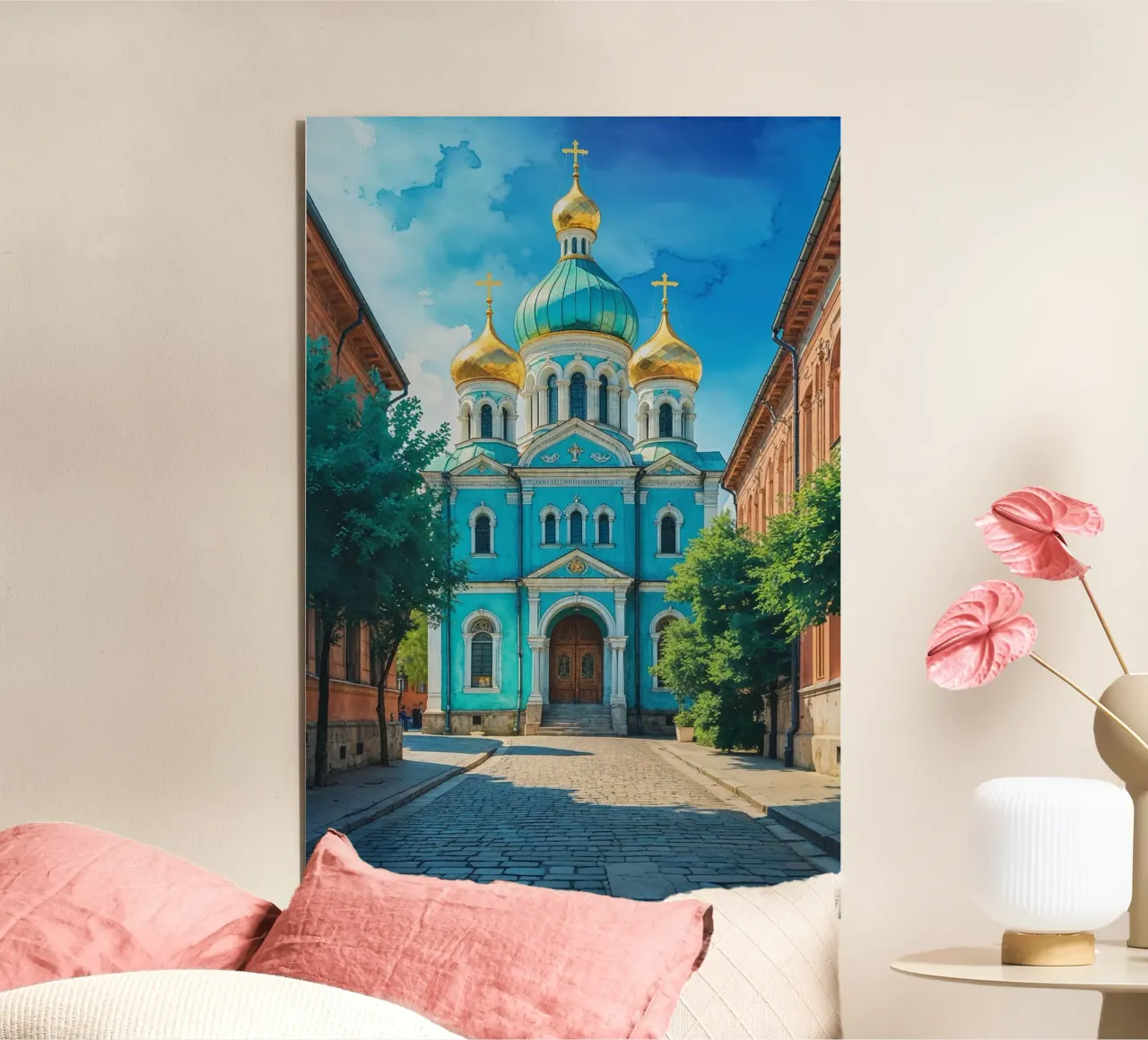 Azure Serenity: Kyiv's Charming Cathedral alluminio dibond da AlbertKlee