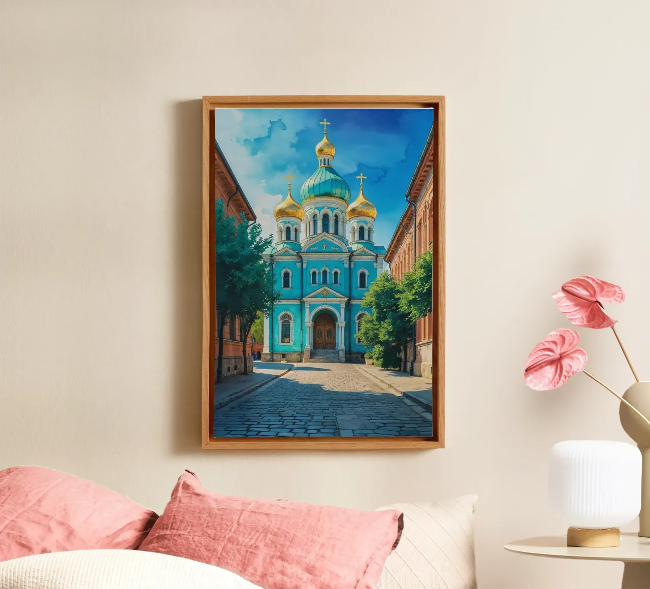 Azure Serenity: Kyiv's Charming Cathedral tela con Cornice a cassetta da AlbertKlee