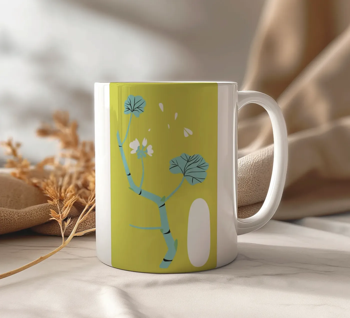 Geranium Gold ceramic mug by Monika Aichele