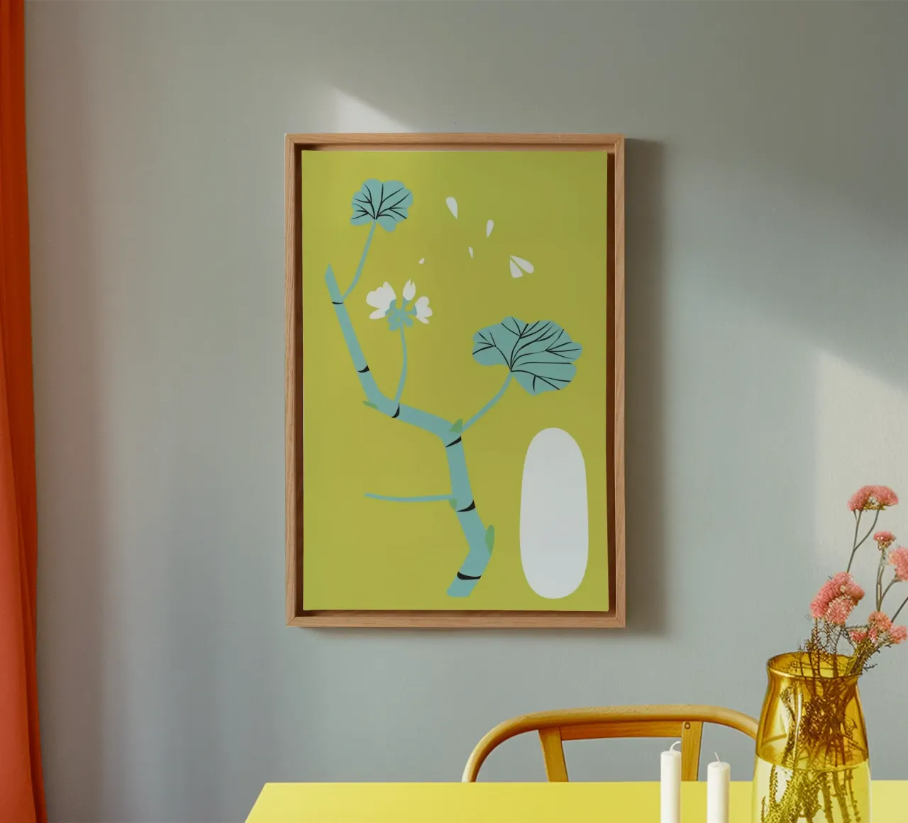 Geranium Gold tela con Cornice a cassetta da Monika Aichele