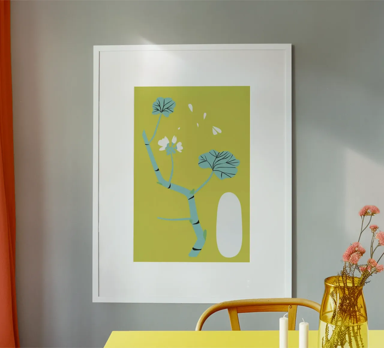 Geranium Gold poster con telaio in alluminio da Monika Aichele