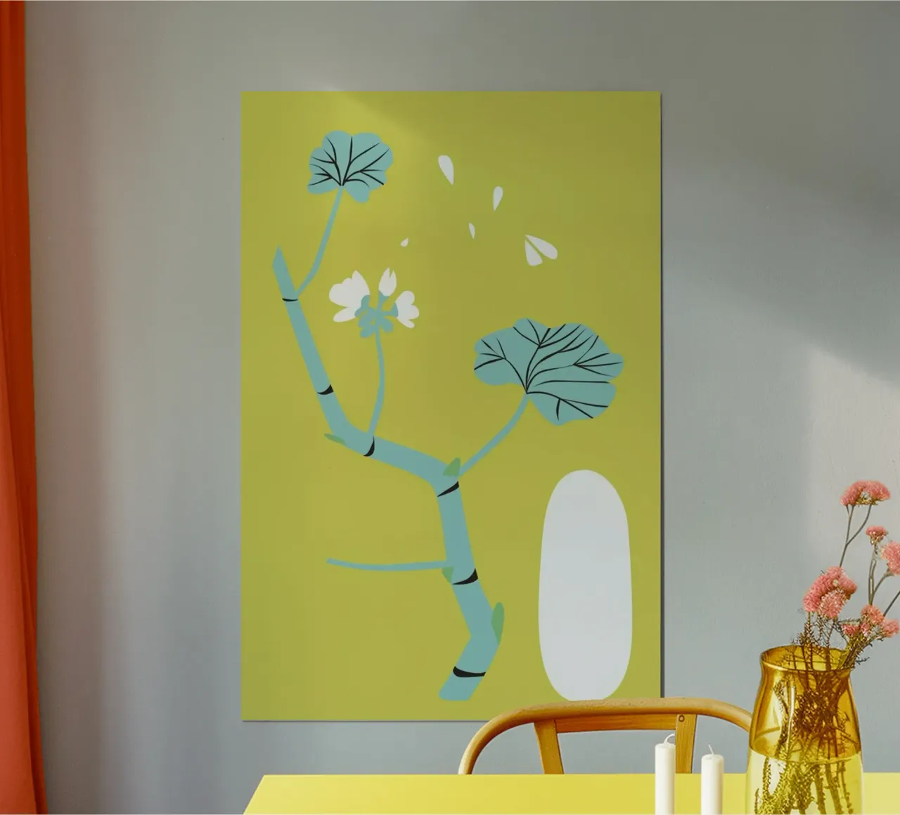 Geranium Gold poster con telaio in alluminio da Monika Aichele