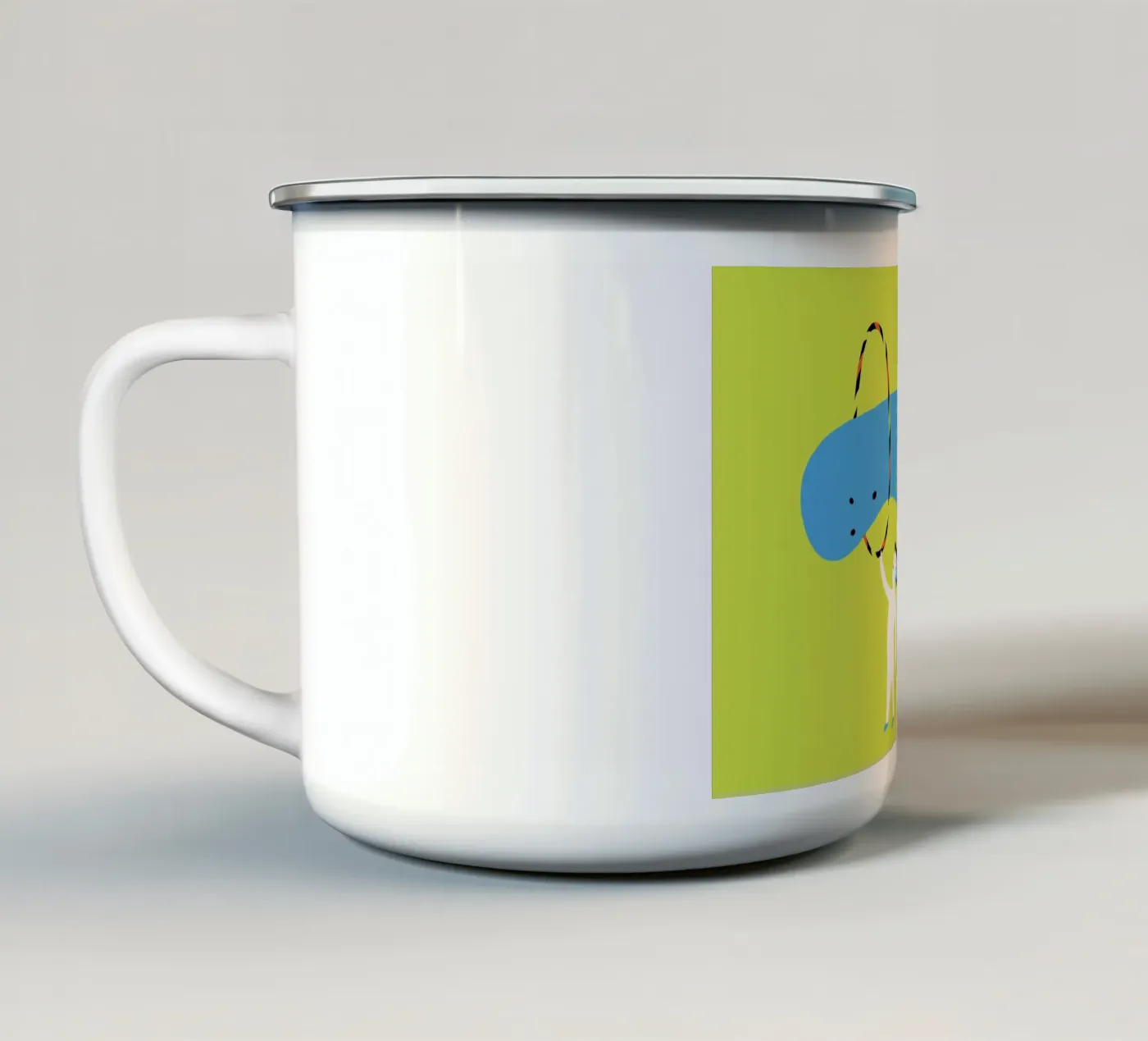 Jump enamel mug by Monika Aichele