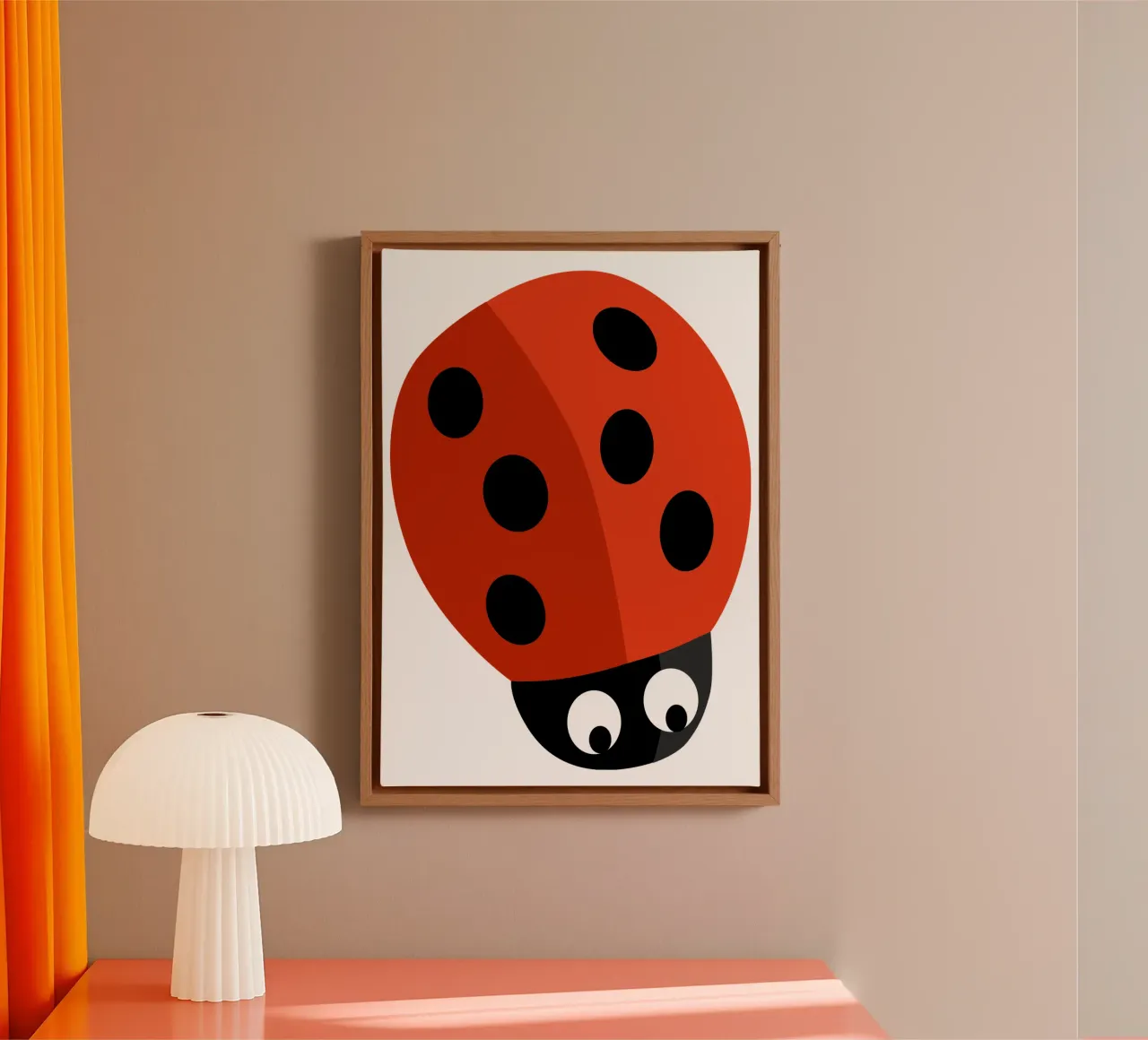 Coccinella tela con Cornice a cassetta da C.WILL