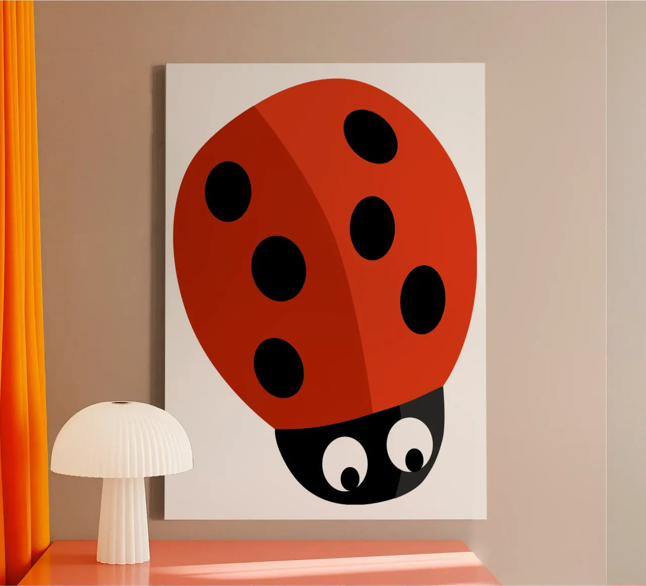 Coccinella tela con Cornice a cassetta da C.WILL