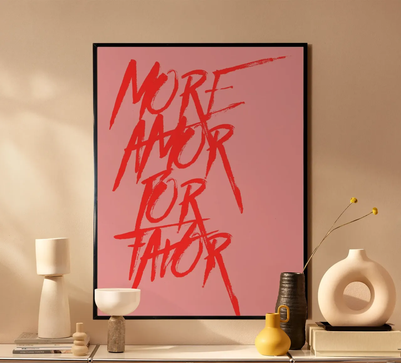 More Amor Por Favor poster con telaio in alluminio da ramosashop