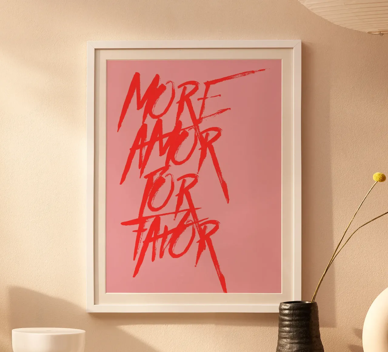 More Amor Por Favor poster con telaio in alluminio da ramosashop