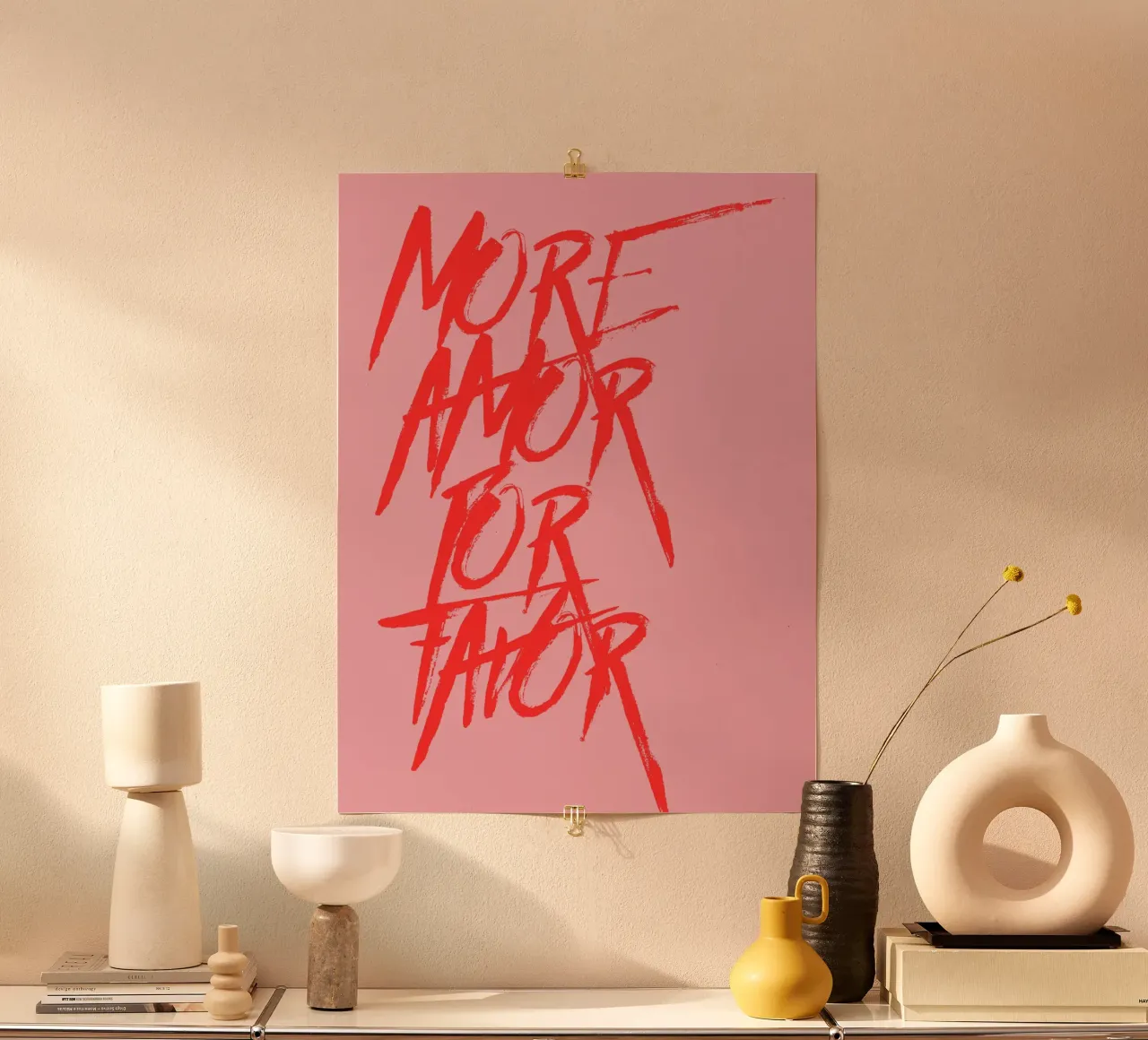 More Amor Por Favor poster con telaio in alluminio da ramosashop