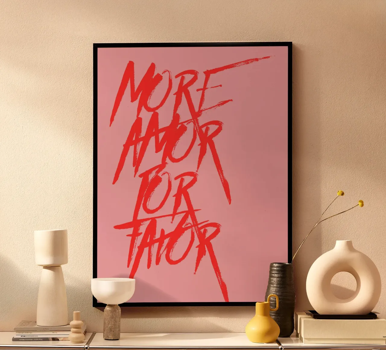 More Amor Por Favor poster con telaio in alluminio da ramosashop