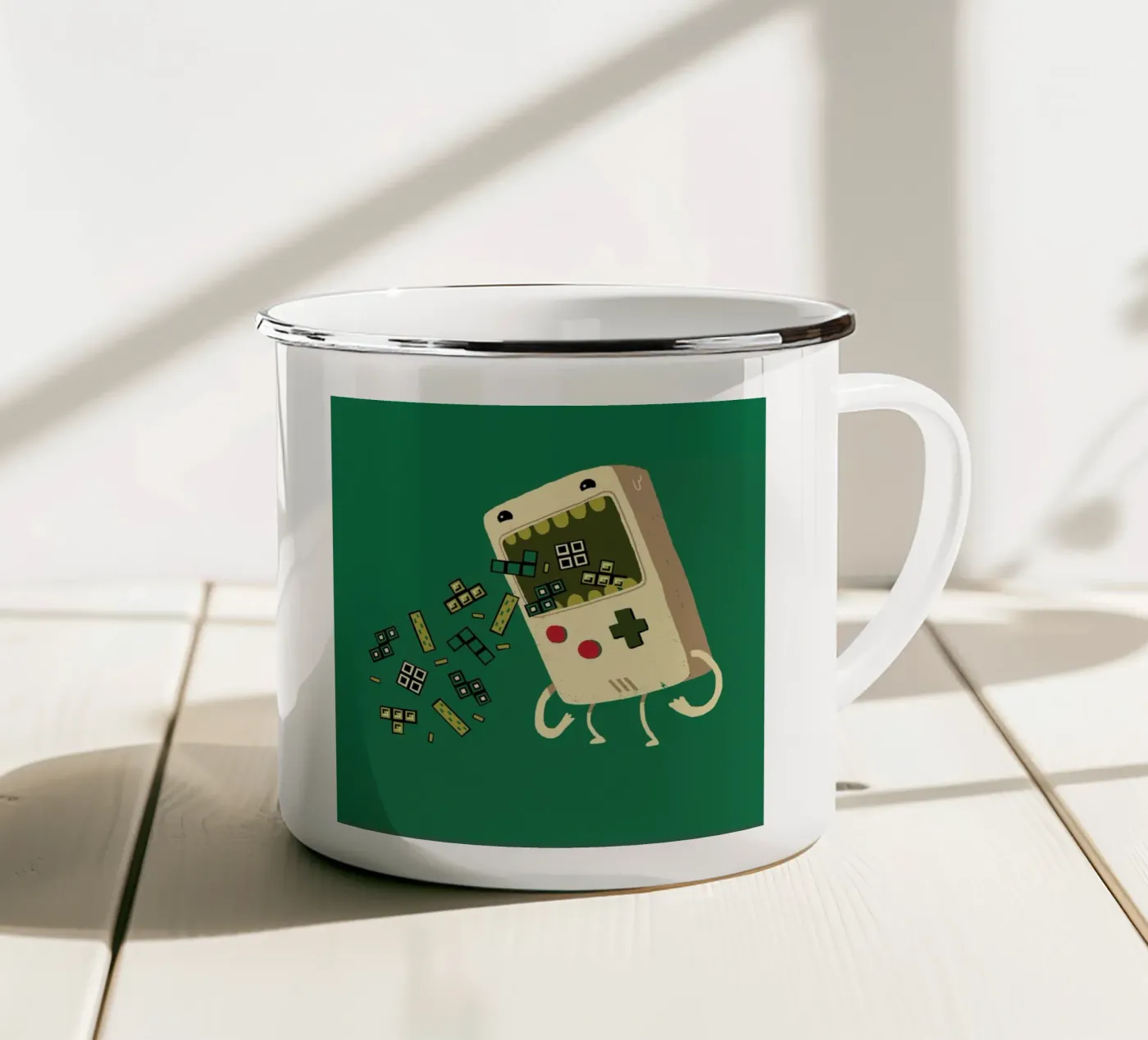 Pixel Puke enamel mug by DinoMike