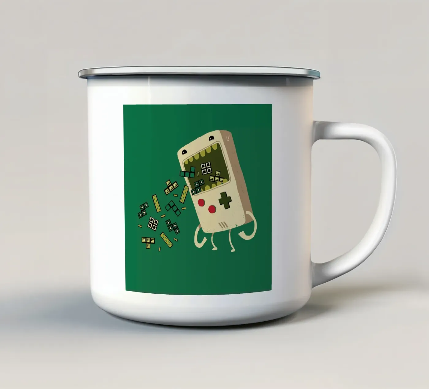 Pixel Puke enamel mug by DinoMike