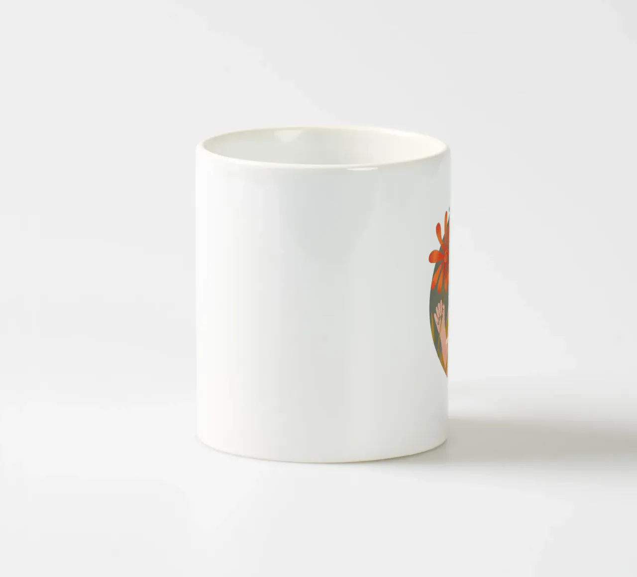 Donna con un fiore in mano si guarda alle spalle tazza in ceramica da Bold & Beautiful