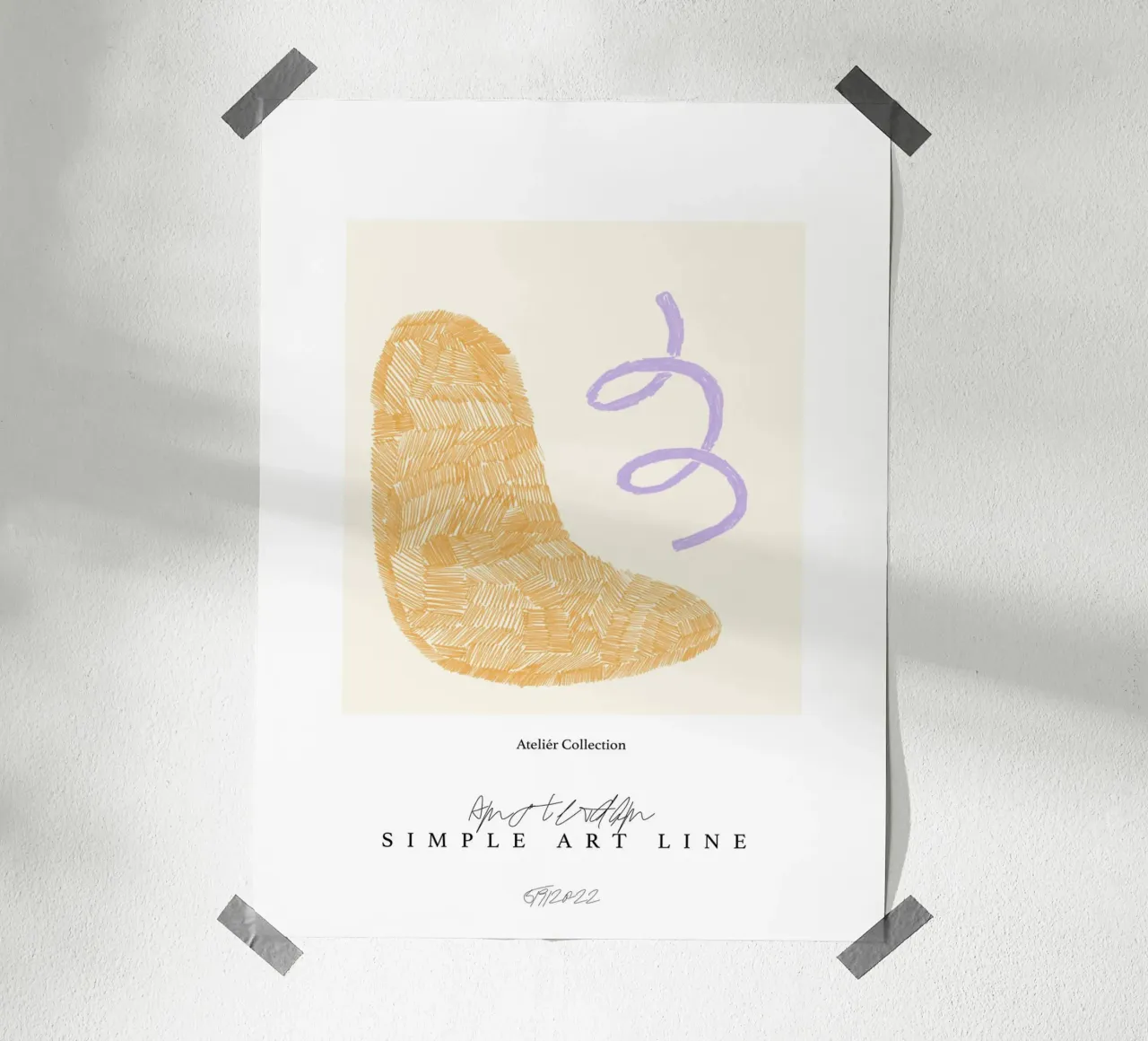 Simple Art Line No 22 poster con telaio in legno da treechild