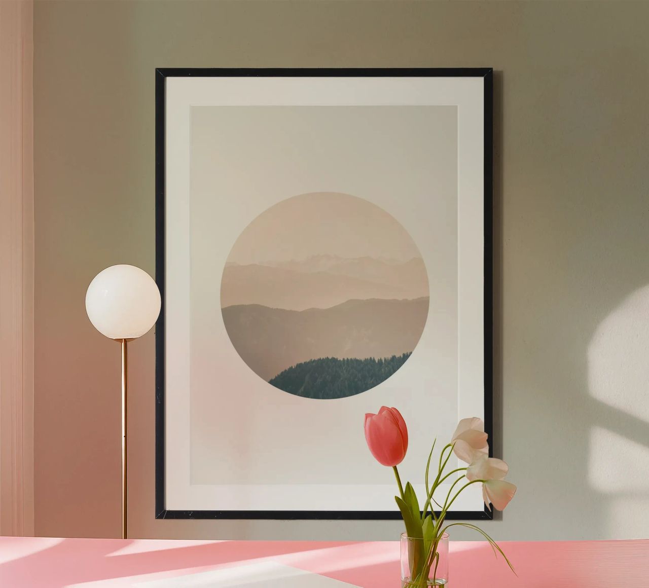 Mania Landscapes Circular 4 Karwendel (Austria) poster with wooden frame by Mania Print Collection