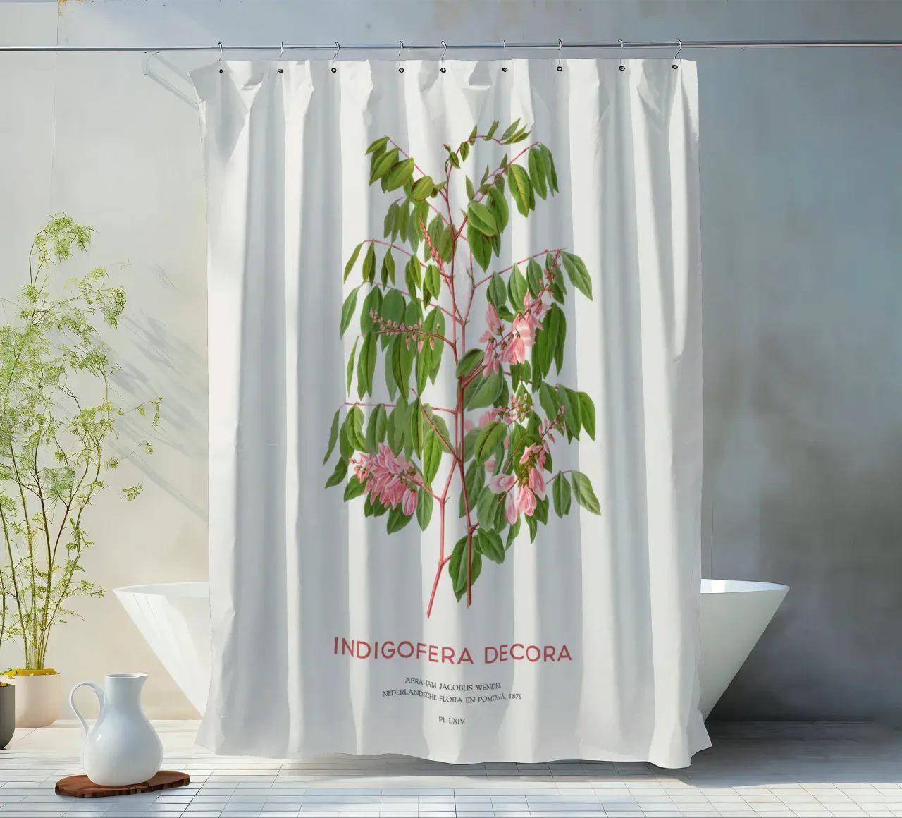 Glicine estivo o Indigofera decora tenda da doccia da Vintagrafica