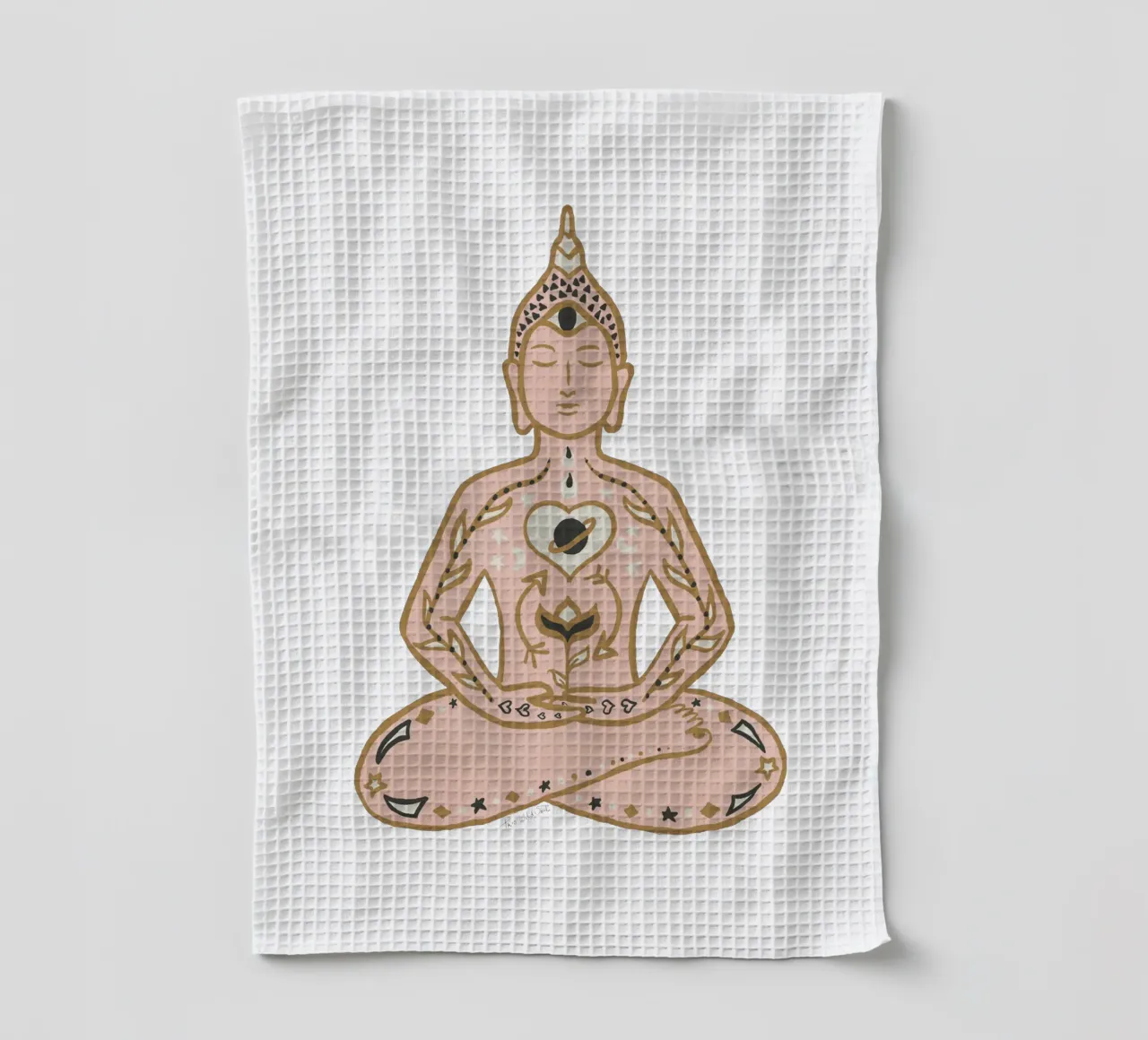 Life Grows Within - Boho Méditation Bouddha assis Chakras torchon de This Wild Soul - Illustration