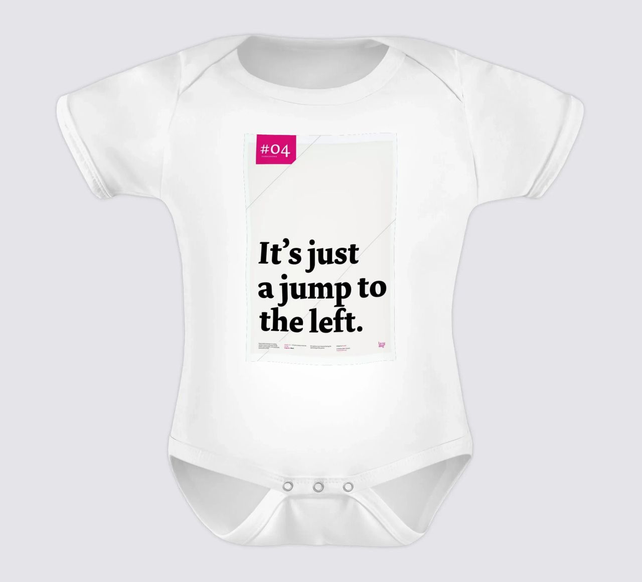 It's just a jump to the left short-sleeve baby romper by Stefano Joker Lionetti