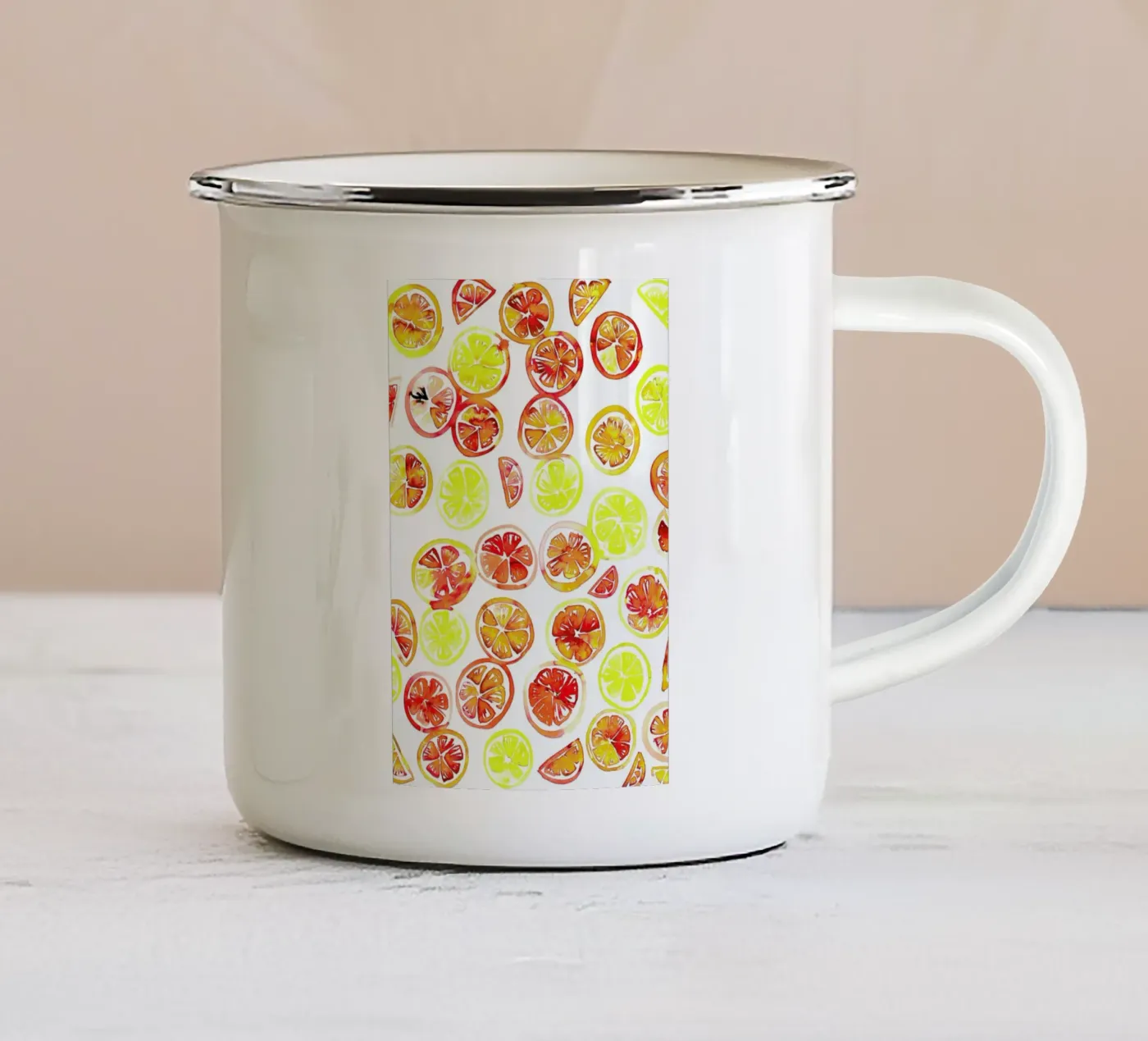 Orange Slice enamel mug by Amy Sia