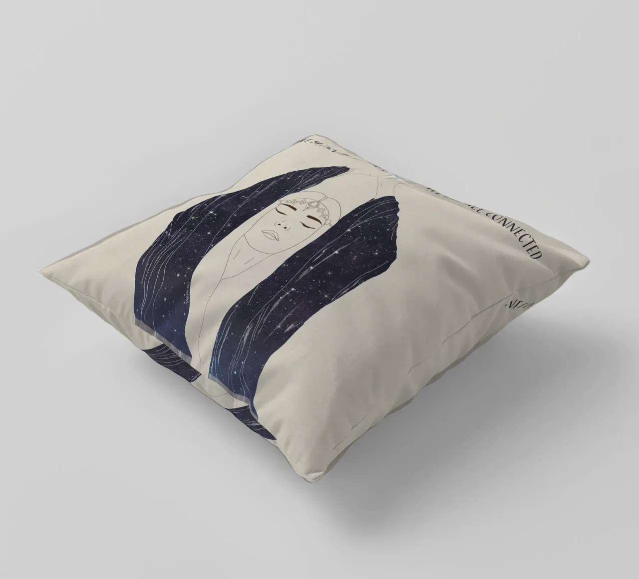 Nous avons commencé comme des poussières d'étoiles, nous sommes tous connectés Déesse Boho coussin de This Wild Soul - Illustration
