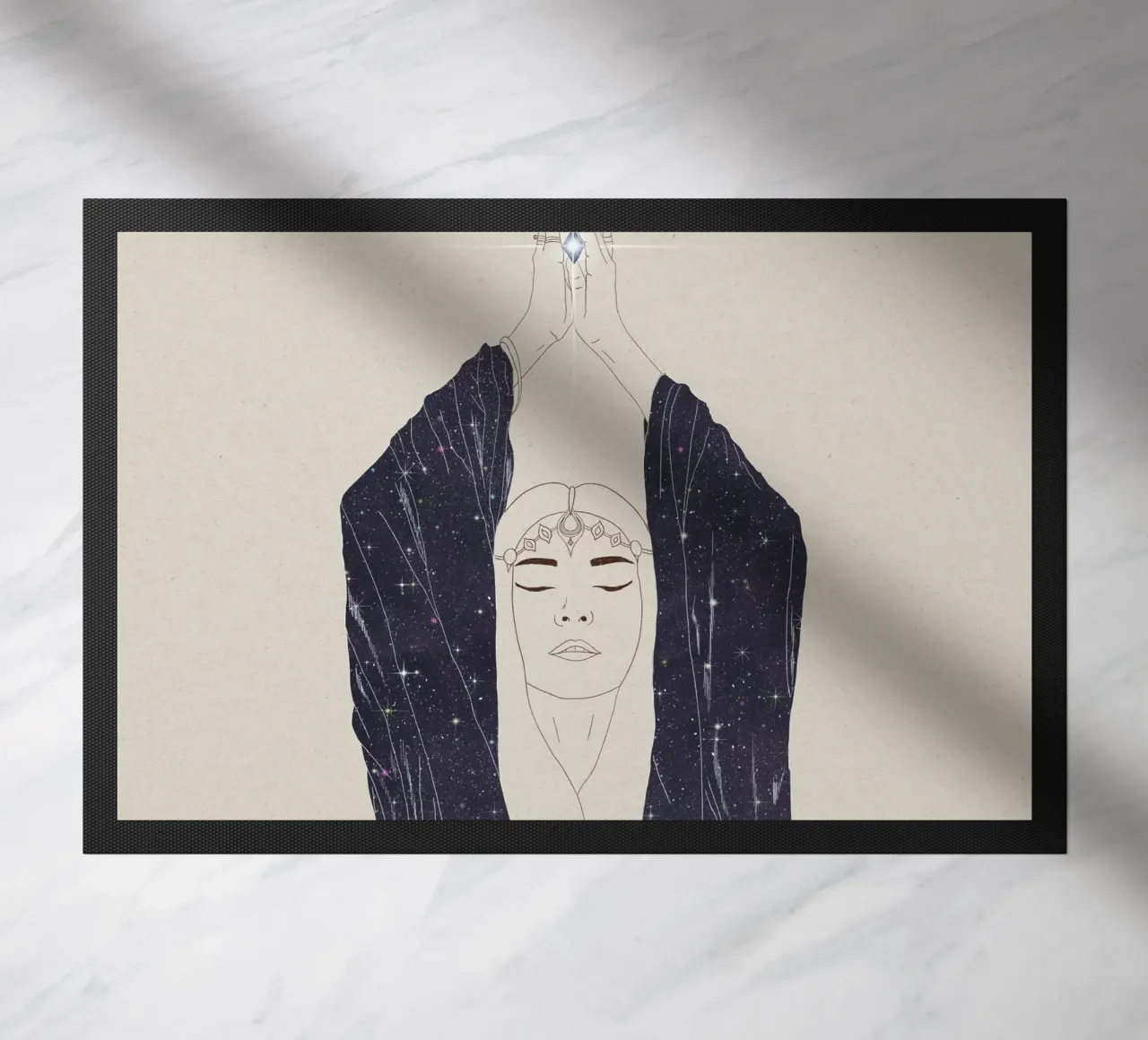 Wir begannen als Sternenstaub, wir sind alle miteinander verbunden Boho Goddess Fußmatte von This Wild Soul - Illustration