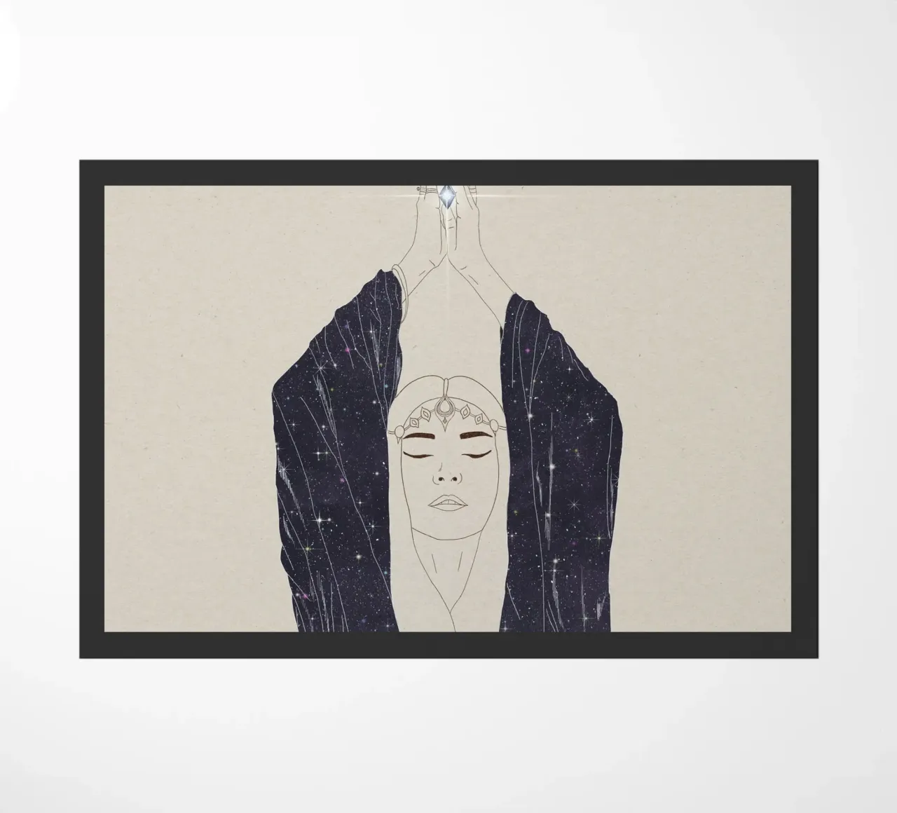 Wir begannen als Sternenstaub, wir sind alle miteinander verbunden Boho Goddess Fußmatte von This Wild Soul - Illustration