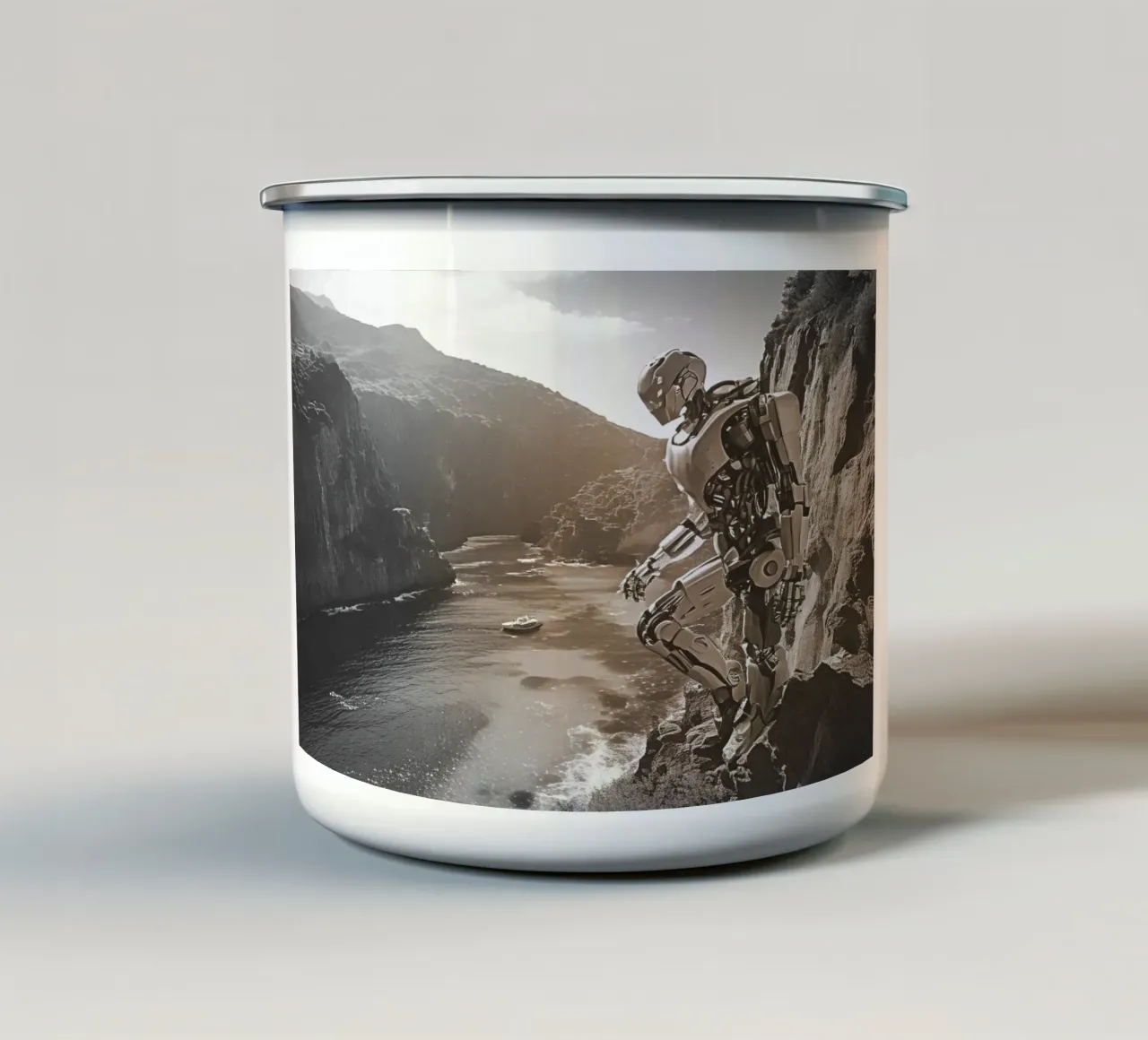 WAS FÜR EINE WUNDERBARE AUSSICHT! Sépia Emaille Tasse von Thierry vobmann photography