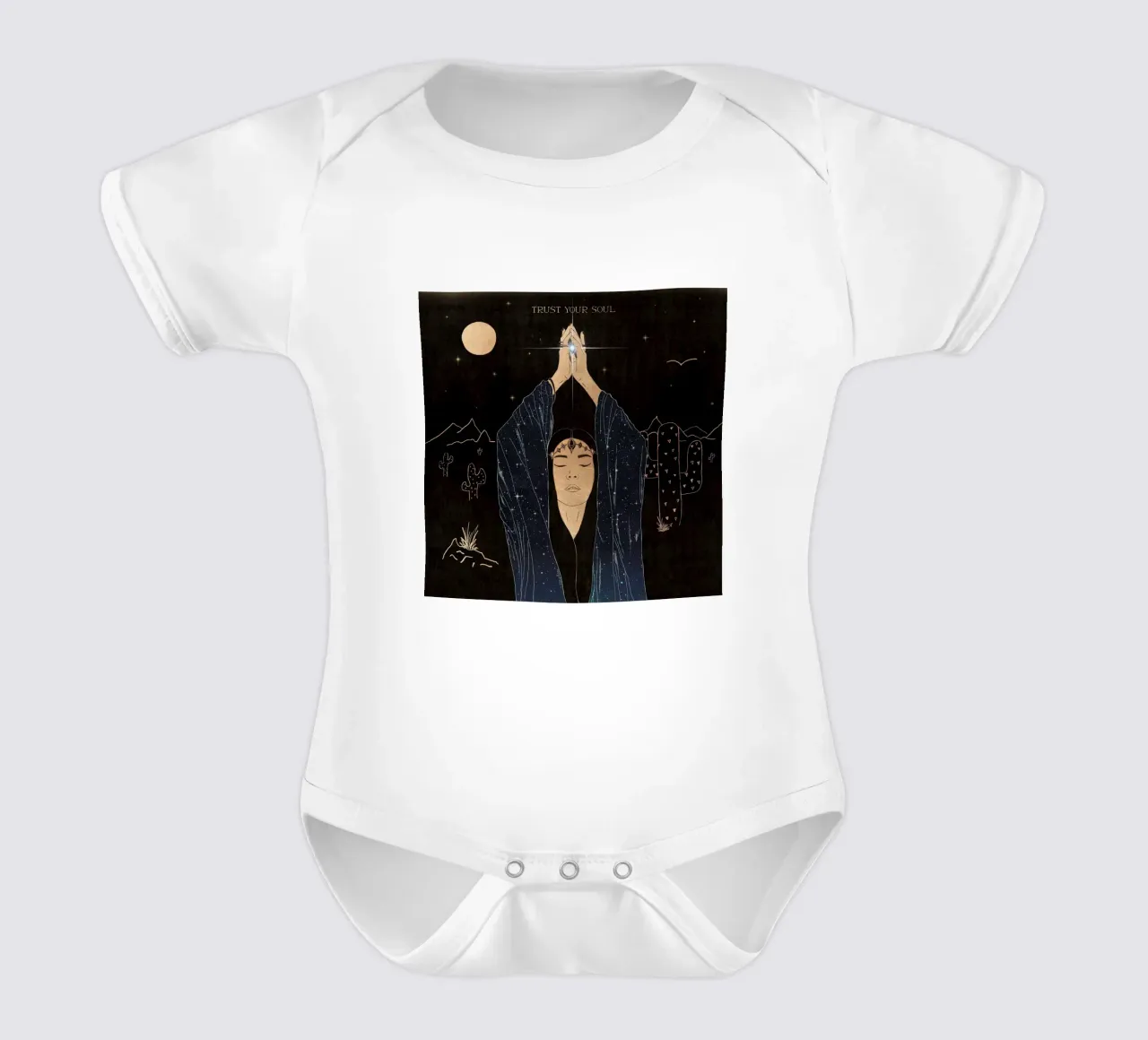 Fidati della tua anima Desert Boho Nero, Oro, Luna, Galassia, Stelle body neonato maniche corte da This Wild Soul - Illustration