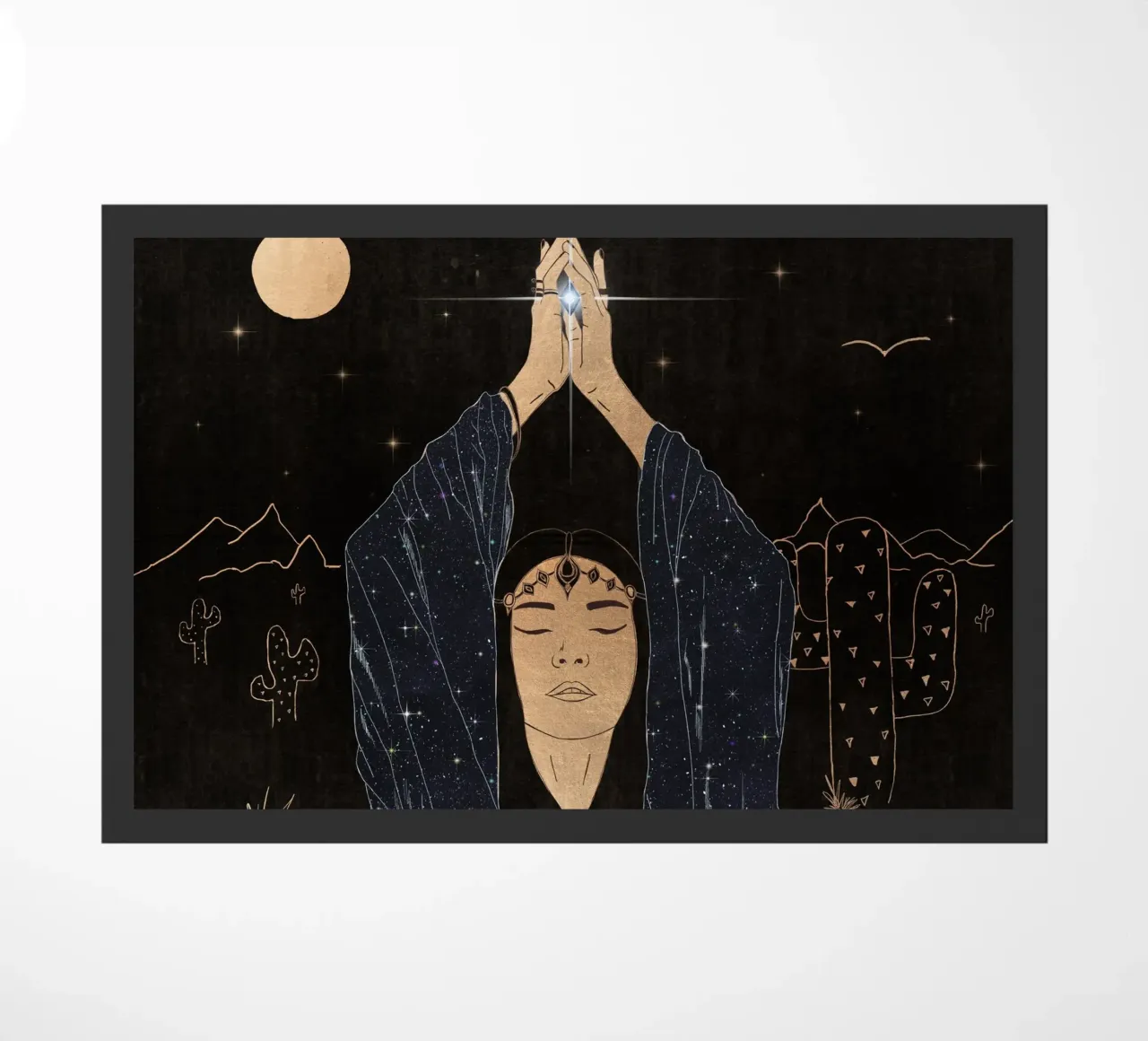 Fidati della tua anima Desert Boho Nero, Oro, Luna, Galassia, Stelle zerbino da This Wild Soul - Illustration