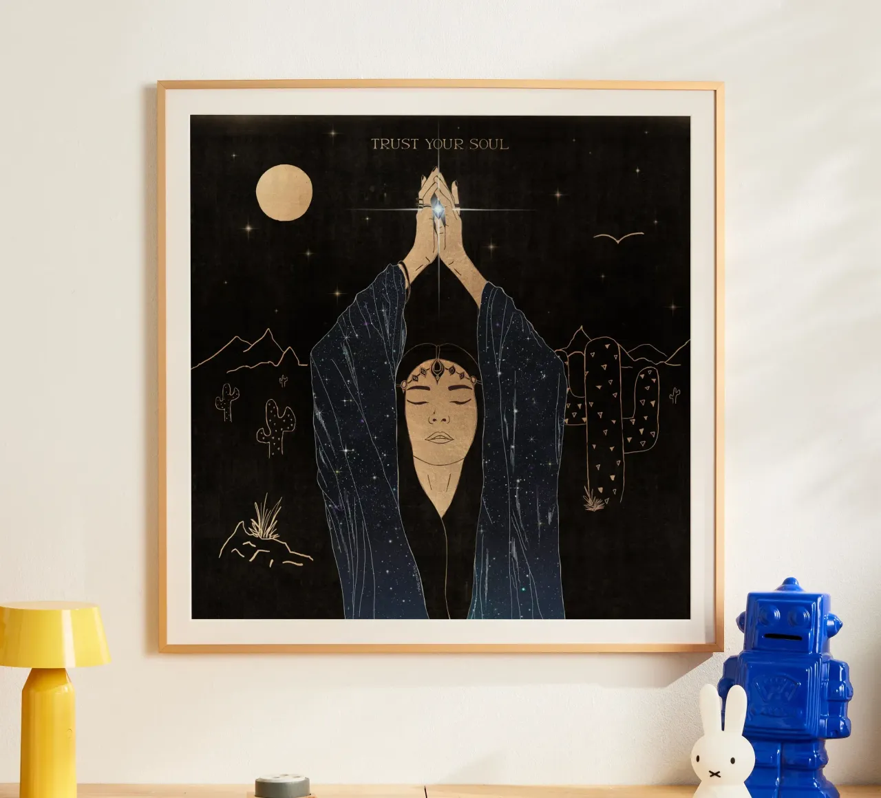 Fidati della tua anima Desert Boho Nero, Oro, Luna, Galassia, Stelle carta hahnemühle da This Wild Soul - Illustration