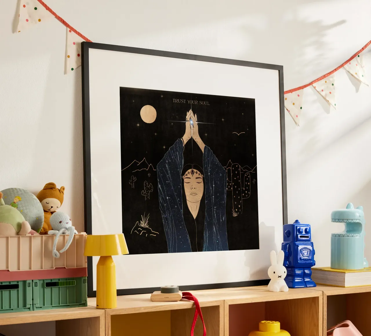 Fidati della tua anima Desert Boho Nero, Oro, Luna, Galassia, Stelle carta hahnemühle da This Wild Soul - Illustration