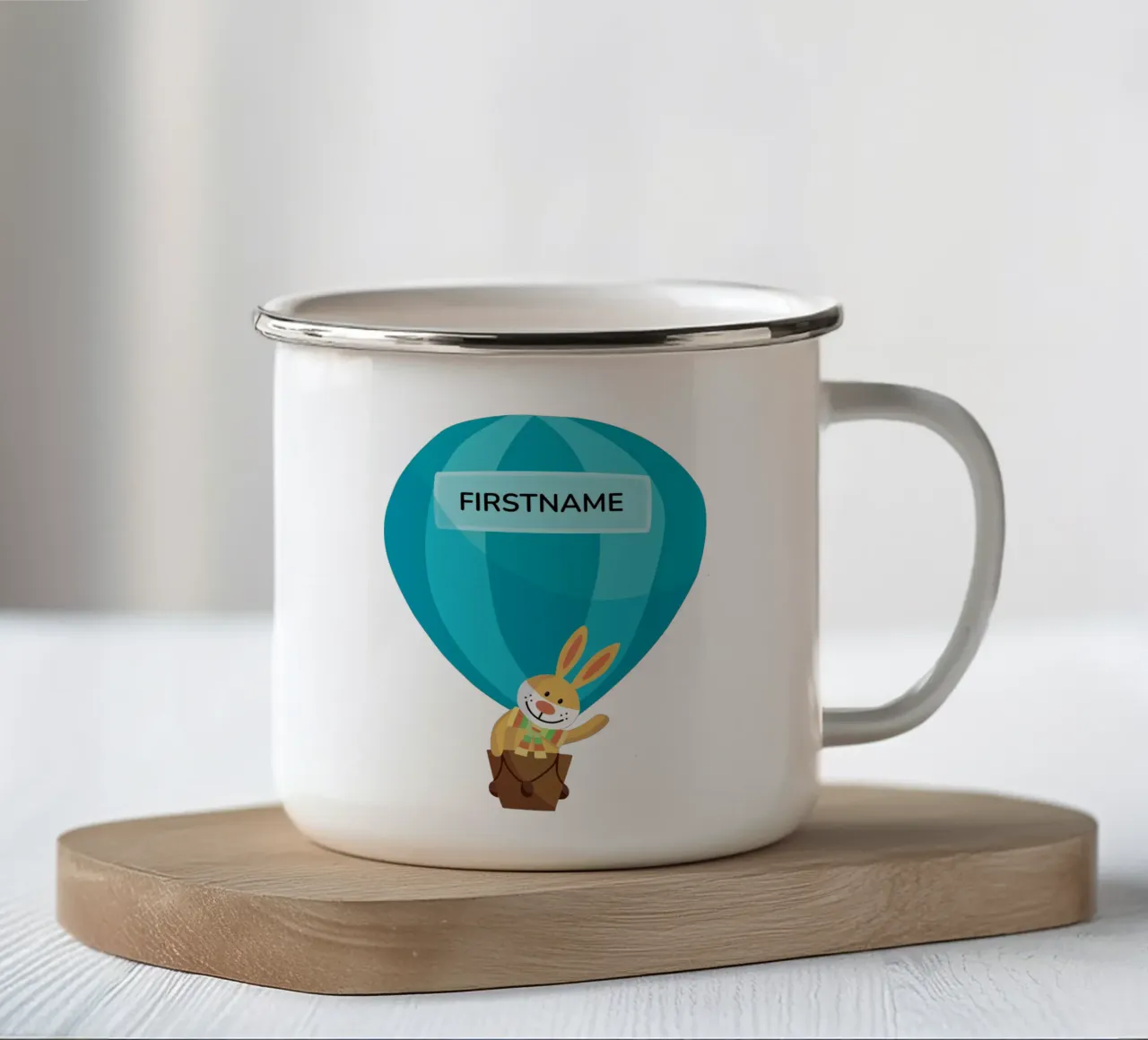 Coniglietto in palloncino tazza in smalto da C.WILL
