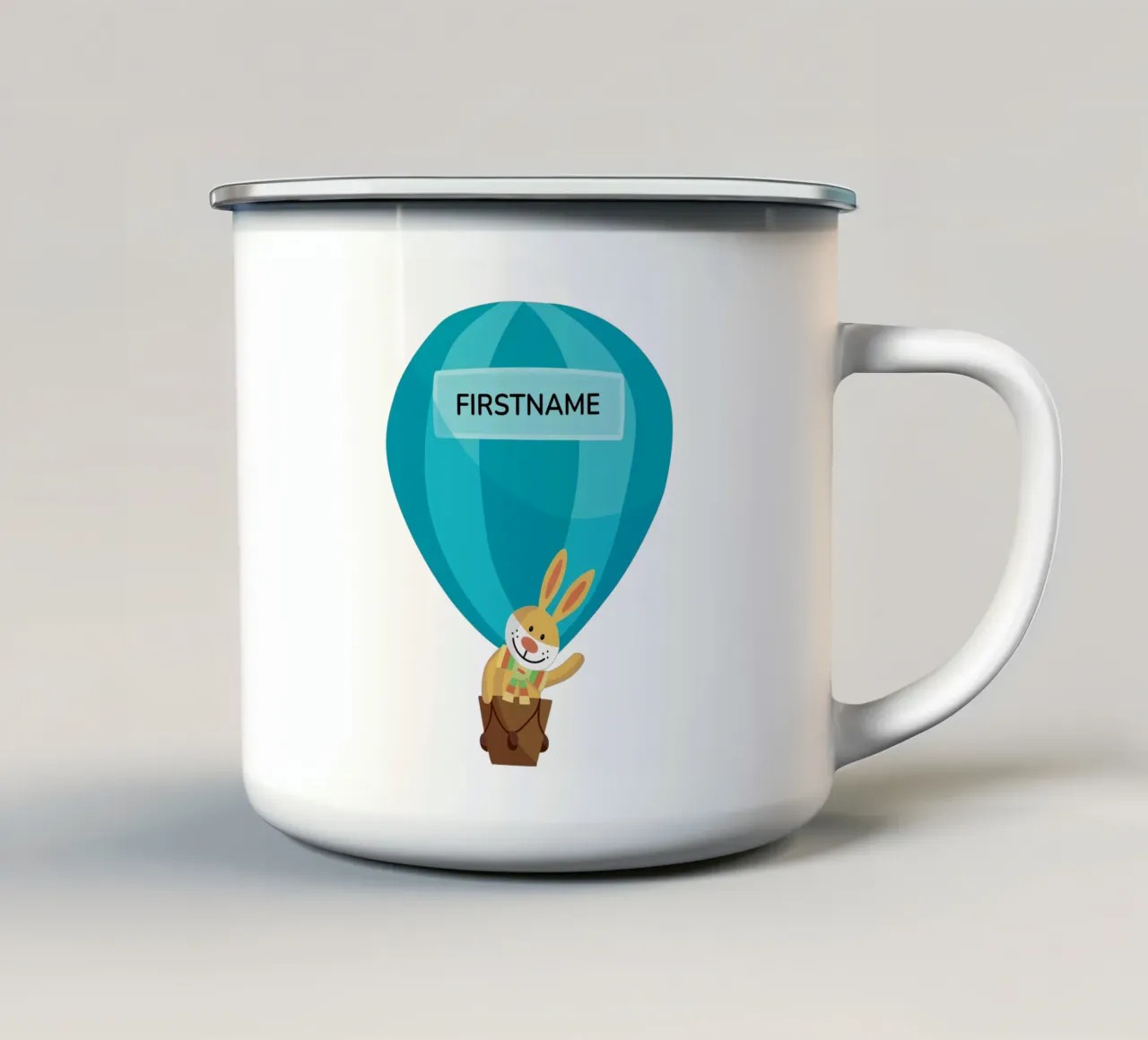 Coniglietto in palloncino tazza in smalto da C.WILL
