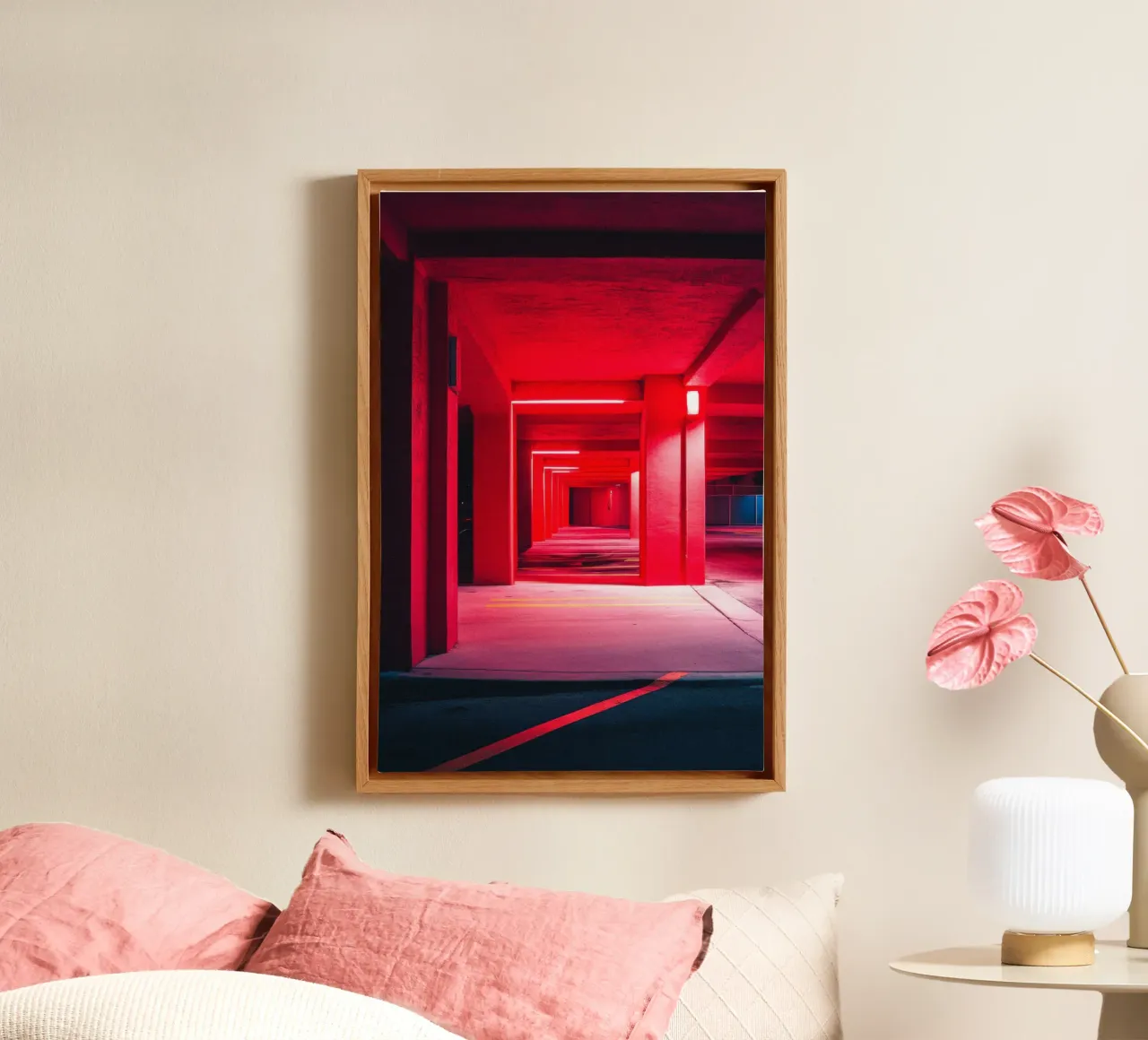 Rood perspectief: de ziel van Miami canvas met Baklijst van By Night