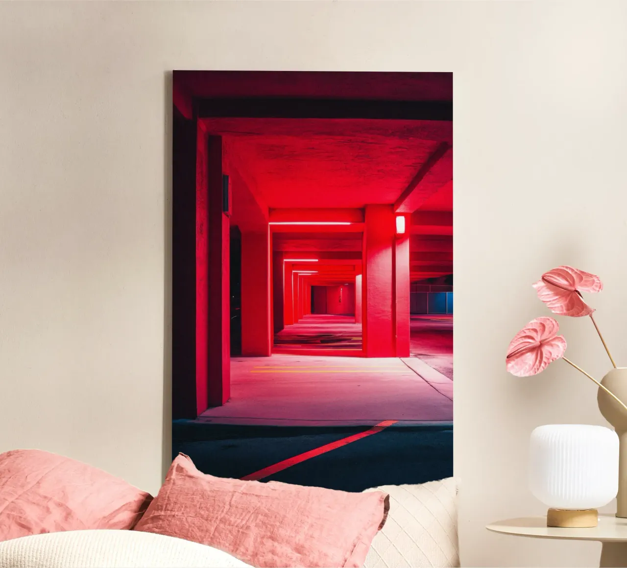 Rood perspectief: de ziel van Miami canvas met Baklijst van By Night