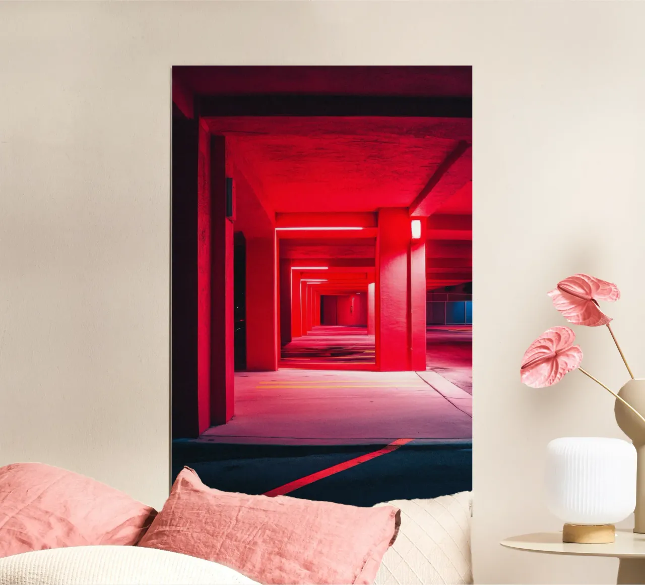 Prospettiva rossa: l'anima di Miami poster con telaio in plastica da By Night