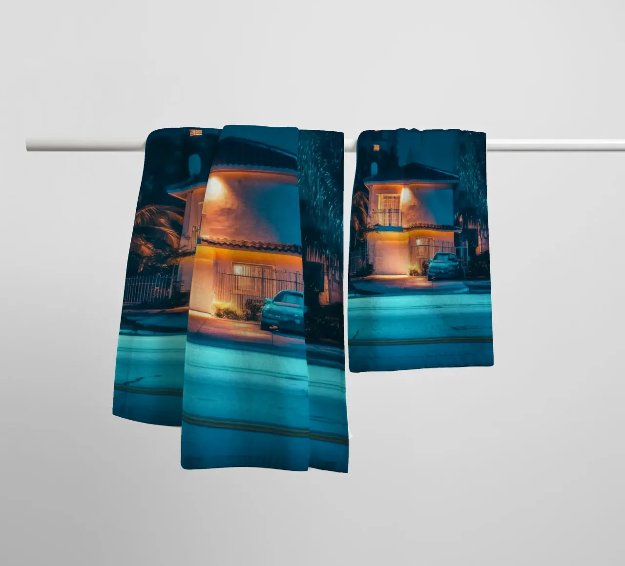 Urbane Oase unter dem Sternenhimmel - Miami Handtuch von By Night