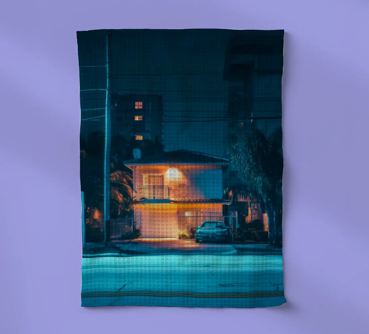 Urban oasis under the stars - Miami tea towel by By Night