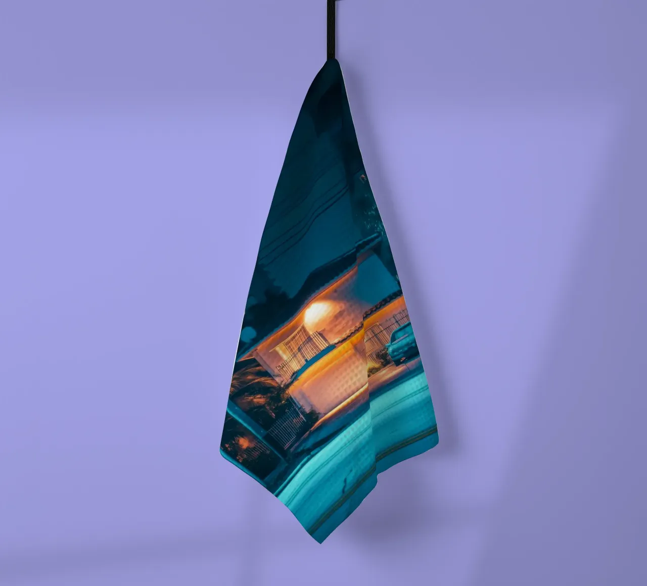 Urban oasis under the stars - Miami tea towel by By Night