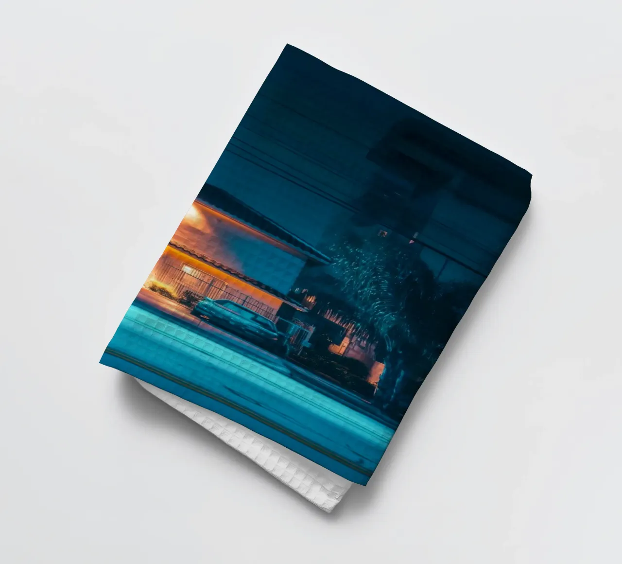 Urban oasis under the stars - Miami tea towel by By Night