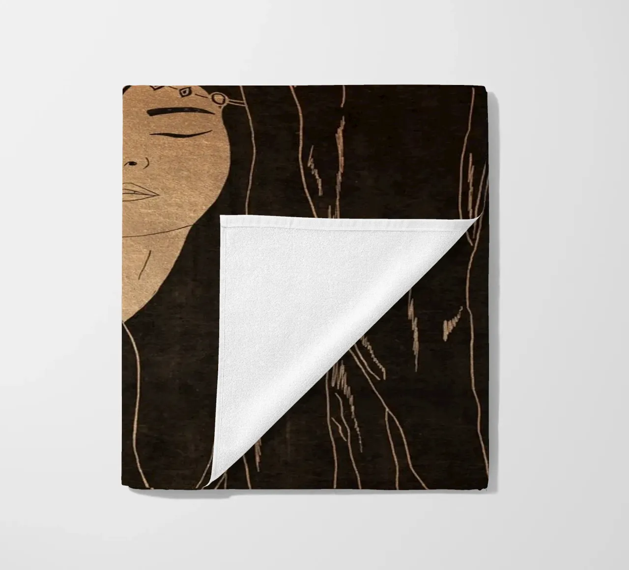 "Namaste" Donna Boho minimalista in meditazione, nera e dorata telo mare da This Wild Soul - Illustration