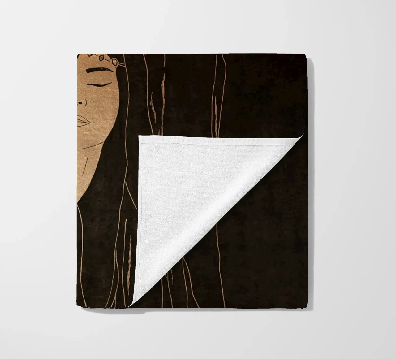 "Namaste" Donna Boho minimalista in meditazione, nera e dorata telo mare da This Wild Soul - Illustration