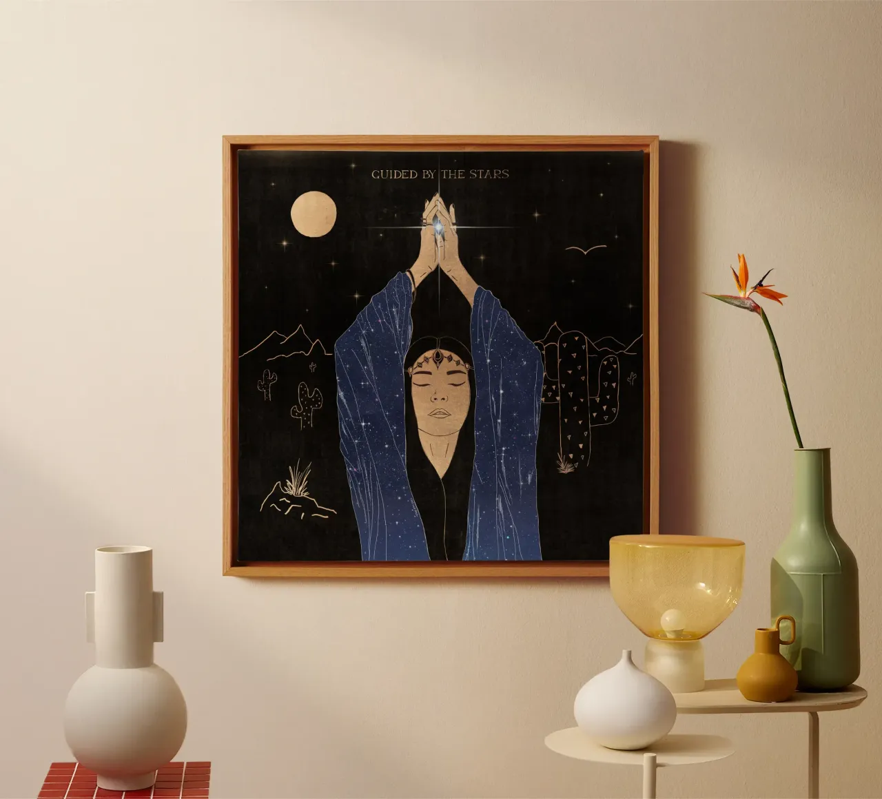 Guidé par les étoiles magie spirituelle méditation nocturne dans le désert toile avec Caisse américaine de This Wild Soul - Illustration