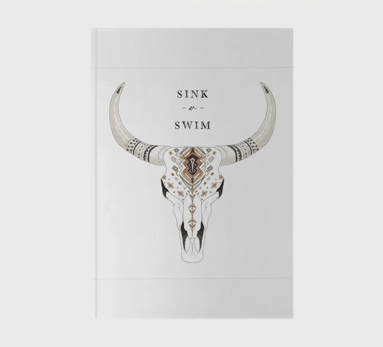 "Sink or Swim" Desert Bison Animal Skull Boho Patterned notebook by This Wild Soul - Illustration