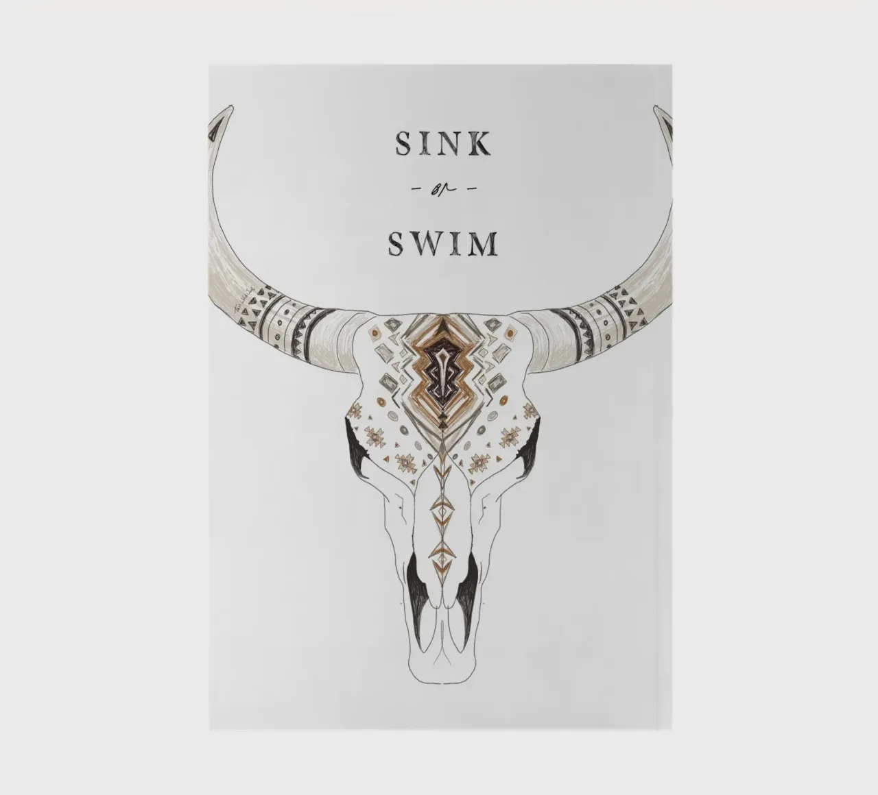 "Sink or Swim" Desert Bison Animal Skull Boho Patterned notebook by This Wild Soul - Illustration