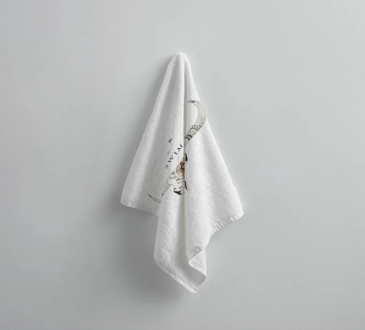 "Sink or Swim" Desert Bison Animal Skull Boho Patterned towel by This Wild Soul - Illustration