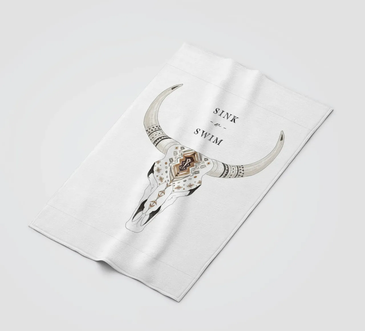 "Affondare o nuotare" Bisonte del deserto, teschio animale con motivo Boho coperta in pile da This Wild Soul - Illustration