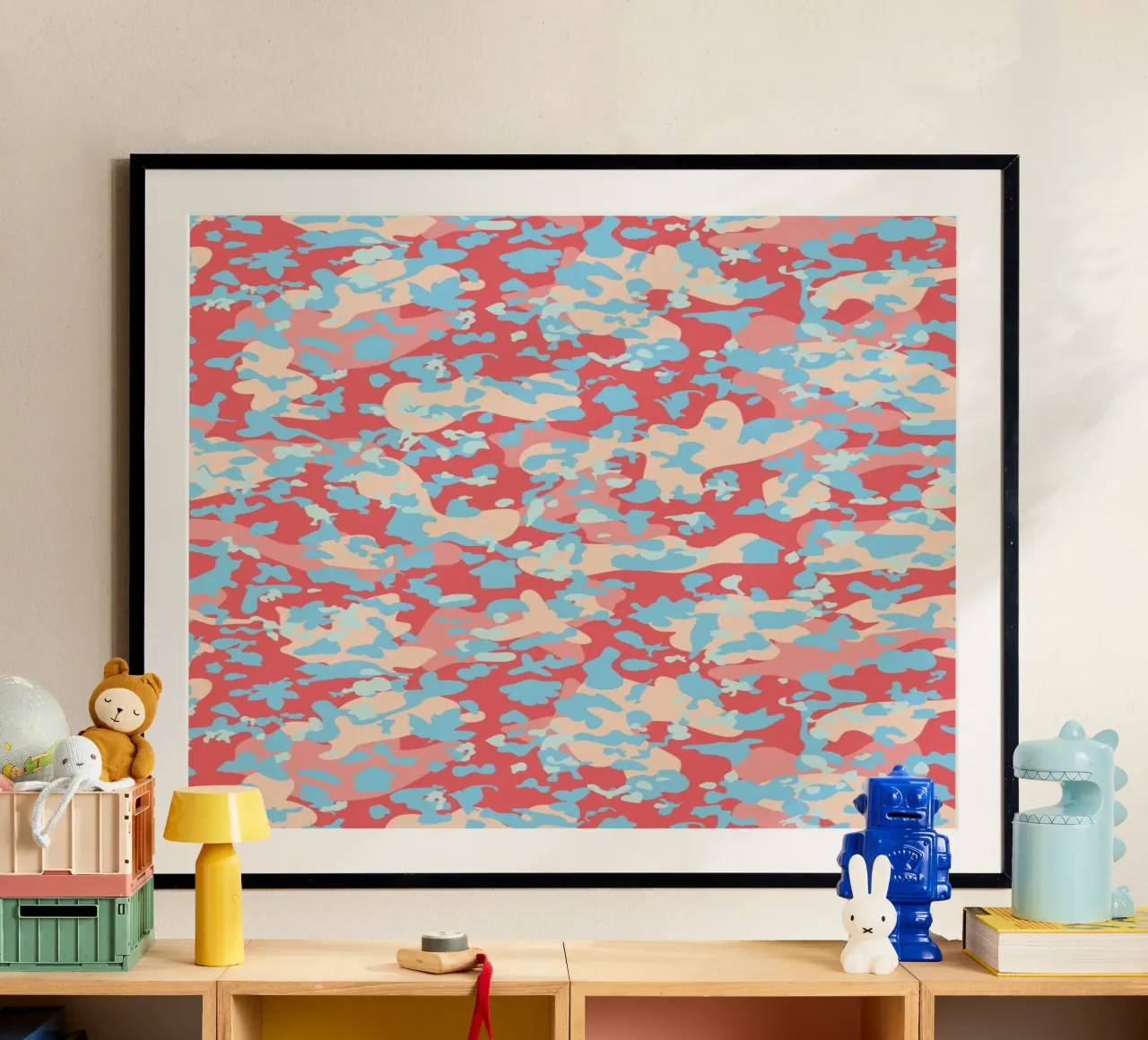 UN/HIDE - Camo Ahmar poster con telaio in alluminio da Arthelps gGmbH