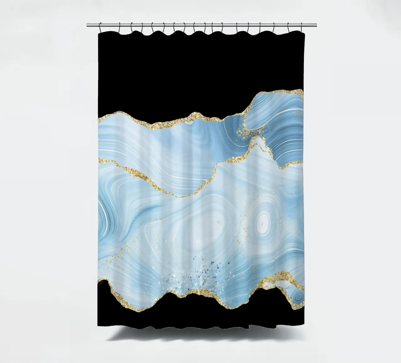 Blau & Gold Glitzer Achat Struktur 04 Duschvorhang von Gemstone Textures