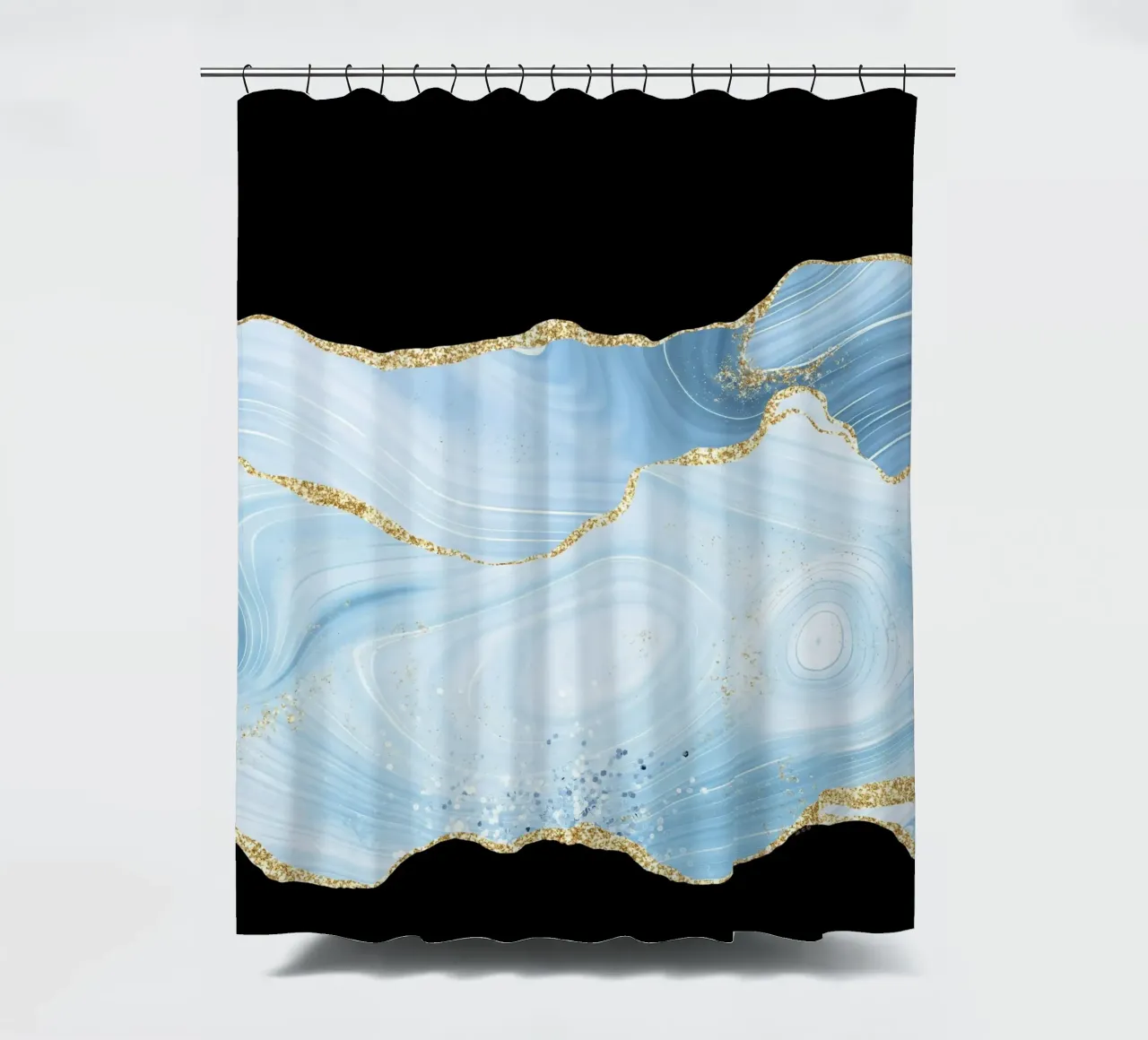 Blau & Gold Glitzer Achat Struktur 04 Duschvorhang von Gemstone Textures