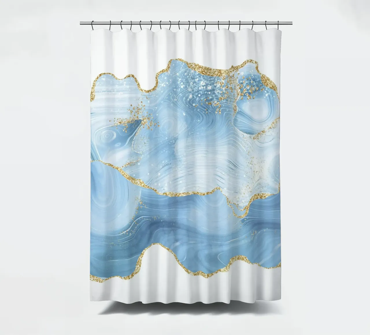 Blau & Gold Glitzer Achat Struktur 05 Duschvorhang von Gemstone Textures